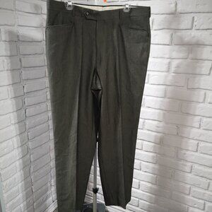 Cricketeer Men's Flat Front Olive Green 35% Wool Made in Canada Dress Pants